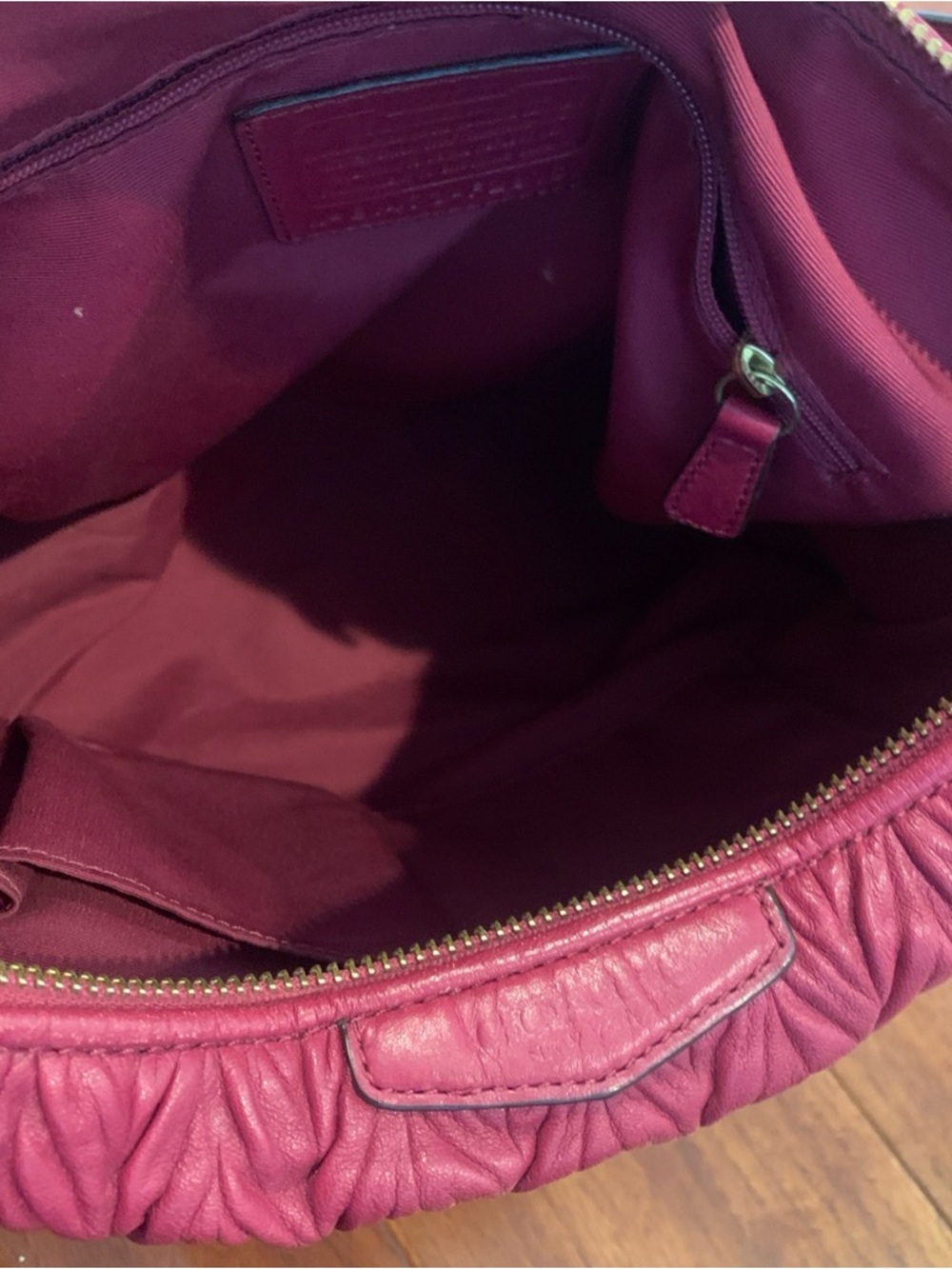 COACH Madison Gathered Convertible Hobo Bag Raspberry AUTHENTIC - Picture 10 of 16